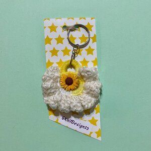 Handmade Keychain, Crochet Backpack Charm, Floral Charm